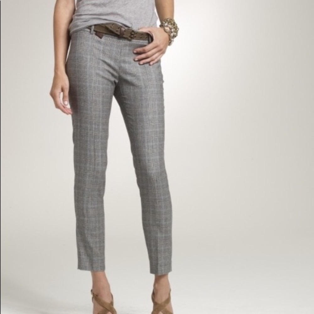 J Crew Minnie Pant Size Zero in Grey Plaid
